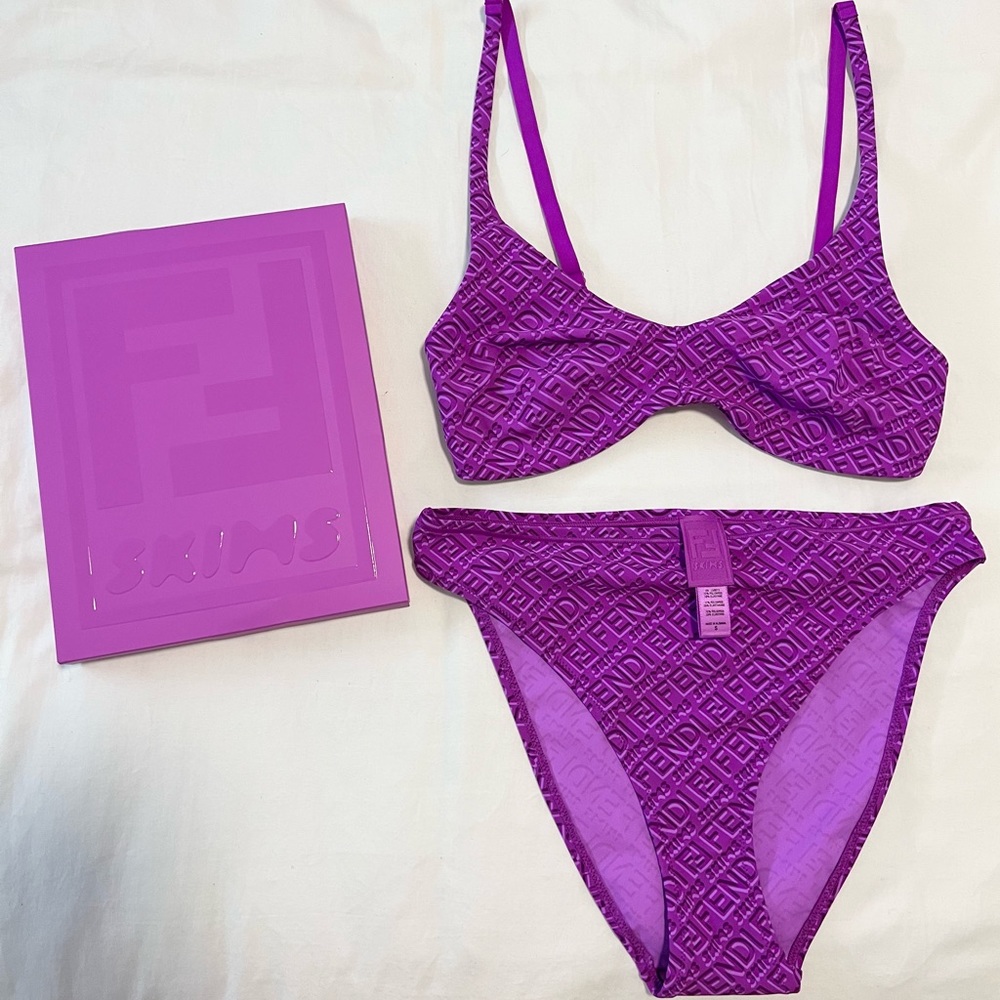 FENDI x SKIMS SKIMPY BRALETTE & HIGH LEG BIKINI SET